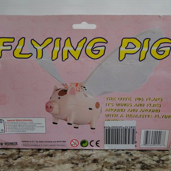 Vintage Flying Pig Toy Battery Operated Pink used - Picture 6 of 13
